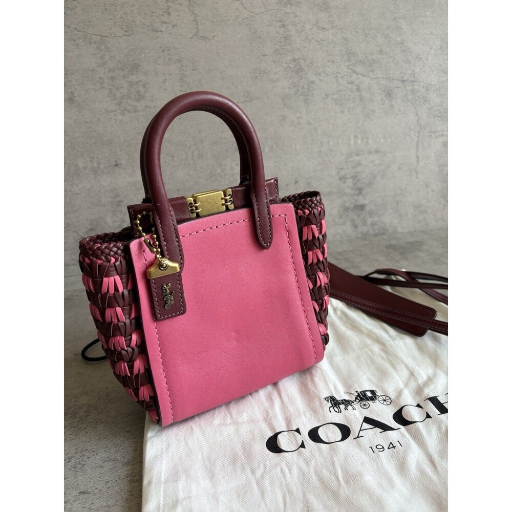 Coach Troupe Tote 16 Confetti Pink w/ Waving Leather Crossbody Mini Bag Handbag